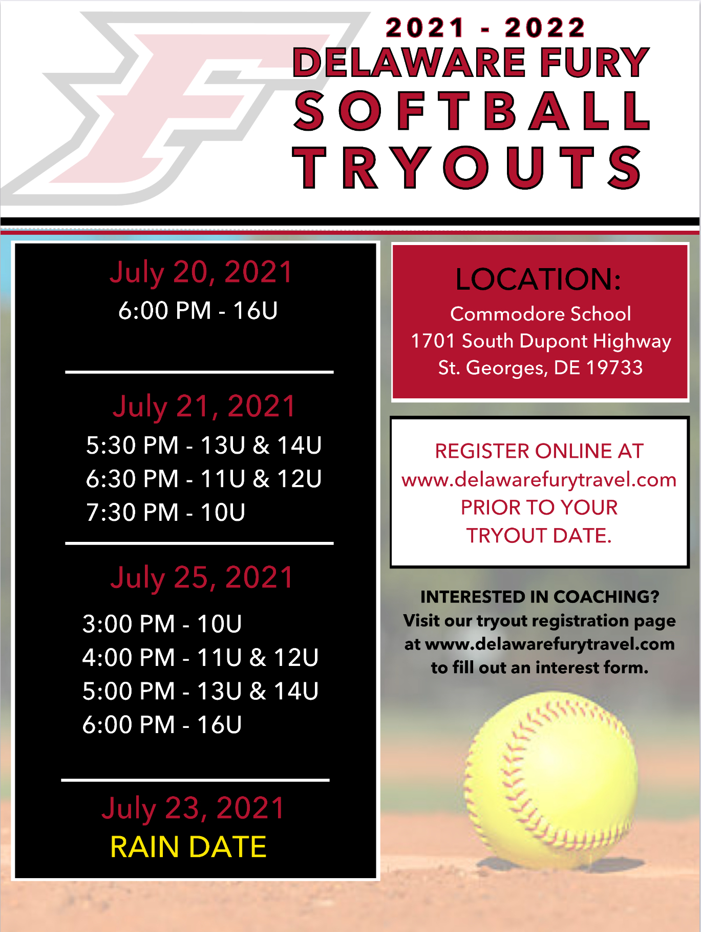 2021 - 2022 Softball Tryouts New 2021 - 2022 Softball Tryouts New